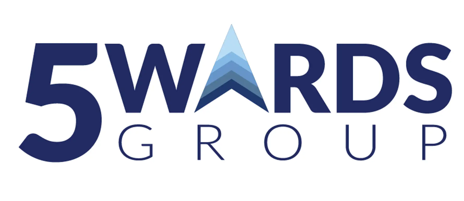5 Wards Group Logo in dark blue and the A is like an arrow with shades of blue dark to light